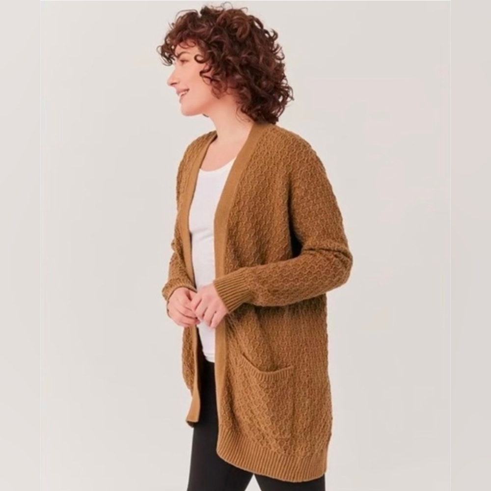 Pact Organic Cotton Honeycomb Oversized Cardigan Charcoal Gray